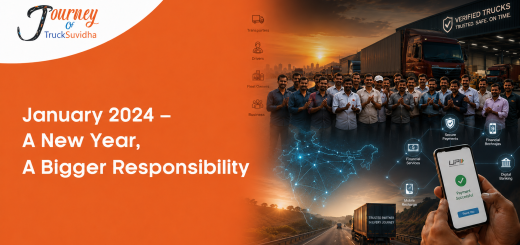 TruckSuvidha team beginning 2024 with logistics innovation, truck driver empowerment, digital financial literacy, UPI adoption, and India's logistics ecosystem.