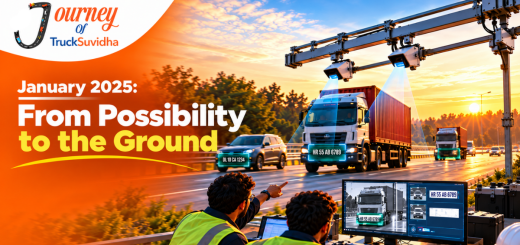 TruckSuvidha ANPR implementation on a highway with cameras identifying moving vehicles