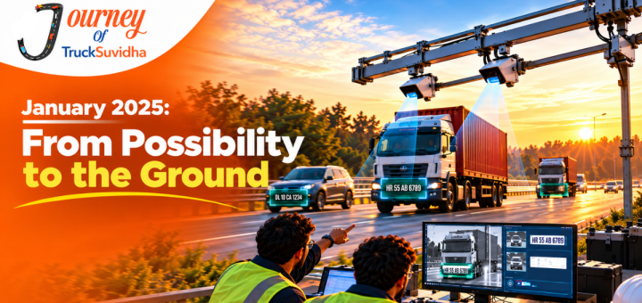 TruckSuvidha ANPR implementation on a highway with cameras identifying moving vehicles