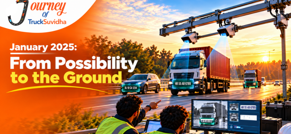 TruckSuvidha ANPR implementation on a highway with cameras identifying moving vehicles