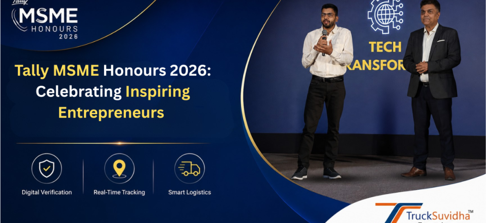 TruckSuvidha at Tally MSME Honours 2026, celebrating India's inspiring entrepreneurs and empowering MSMEs through digital verification, real-time tracking, and smart logistics solutions.